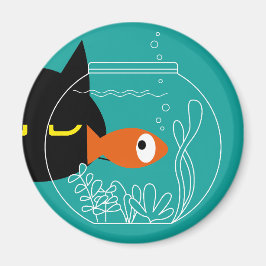 猫おもしろい磁石 – フィッシュ！ラウンド冷蔵庫デコール マグネット