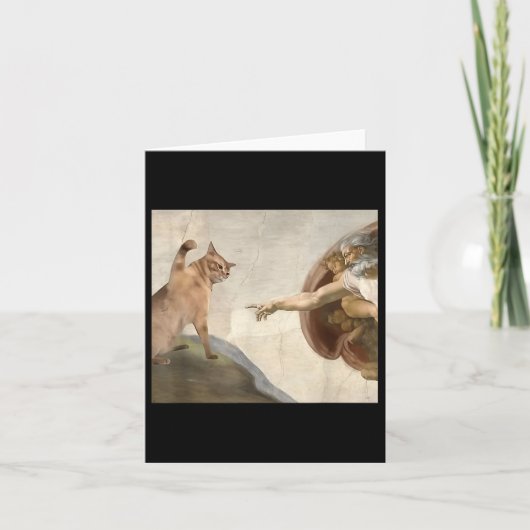 猫おもしろい神の創造アダムミームイエス カード (正面)