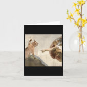 猫おもしろい神の創造アダムミームイエス カード (黄色い花)