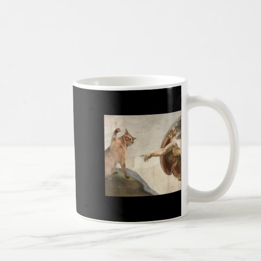 猫おもしろい神の創造アダムミームイエス コーヒーマグカップ (右)