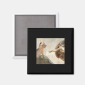 猫おもしろい神の創造アダムミームイエス マグネット (正面/裏面)