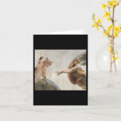 猫おもしろい神様アダムミームミケランジェロJ カード (黄色い花)