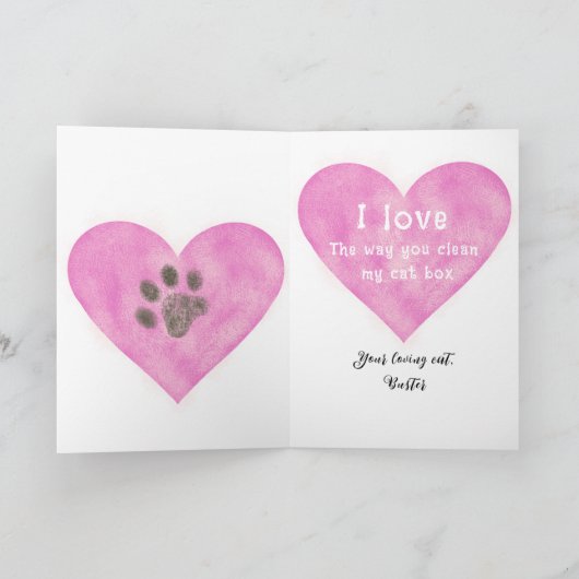猫おもしろい箱からのバレンタイン カード (内部)