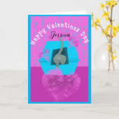 猫おもしろい箱からのバレンタイン カード (黄色い花)