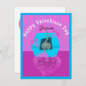 猫おもしろい箱からのバレンタイン シーズンカード (正面/裏面)