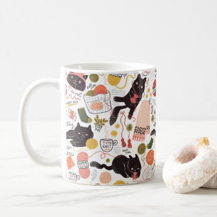 猫おもしろい糸 コーヒーマグカップ