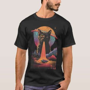 猫おもしろい自撮りエイリアンヴィンテージUfo猫好き Tシャツ