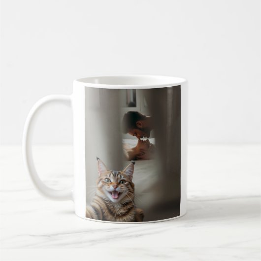 猫おもしろい自撮 コーヒーマグカップ (左)