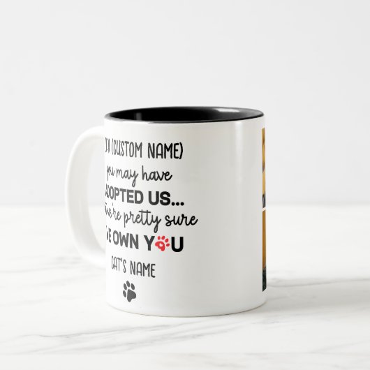 猫おもしろい親愛ことわざカスタム4 Cat's Photo & Name ツートーンマグカップ (正面左)