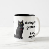 猫おもしろい親愛母引用文黒猫パーソナライズされた ツートーンマグカップ (正面右)