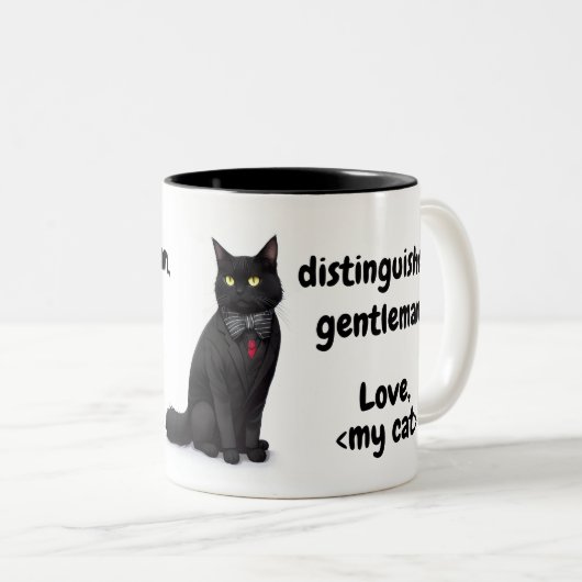 猫おもしろい親愛母引用文黒猫パーソナライズされた ツートーンマグカップ (正面右)