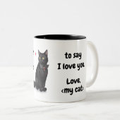 猫おもしろい親愛母引用文黒猫パーソナライズされた ツートーンマグカップ (正面右)