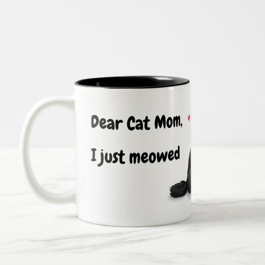 猫おもしろい親愛母引用文黒猫パーソナライズされた ツートーンマグカップ (左)