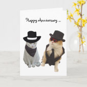 猫おもしろい記念日 カード (黄色い花)