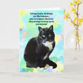 猫おもしろい誕生日カード カード (黄色い花)