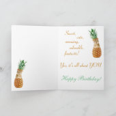 猫おもしろい誕生日カード – パイナップルのかわいい猫 カード (内部)