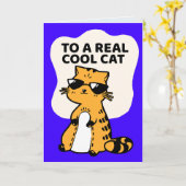 猫おもしろい誕生日サングラス生姜グリーティングカード カード (黄色い花)