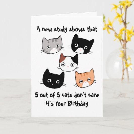 猫おもしろい誕生日猫好きの友達の誕生日 カード (黄色い花)