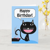 猫おもしろい誕生日、トイレでのプレゼント カード (黄色い花)