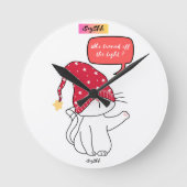 猫おもしろい誰が灯りを消した？ ラウンド壁時計 (正面)