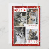 猫おもしろい赤MEOWYクリスマス4枚の写真 シーズンカード (正面)