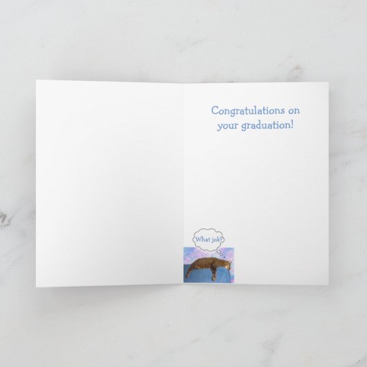猫おもしろい頭が切れる卒業 カード (内部)