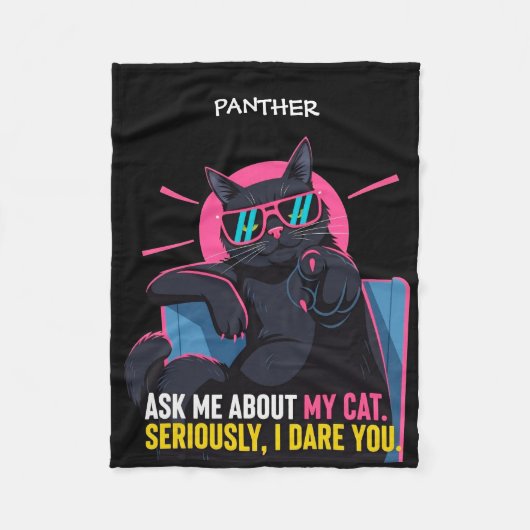 猫おもしろい頼と飼い主の猫について フリースブランケット (正面)