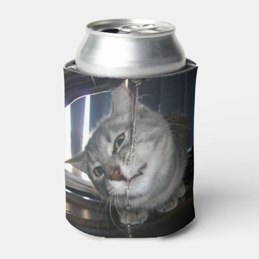 猫おもしろい顔タップ 缶クーラー (缶正面)