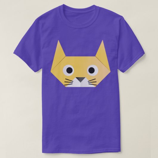 猫おもしろい顔折り紙スタイル Tシャツ (デザイン正面)