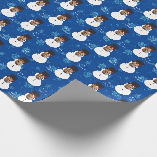 猫おもしろい顔雪だるまメリークリスマスラップスペインのズ ラッピングペーパー (角)