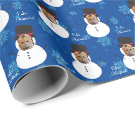 猫おもしろい顔雪だるまメリークリスマスラップスペインのズ ラッピングペーパー