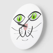 猫おもしろい顔 ラージ壁時計 (傾斜)