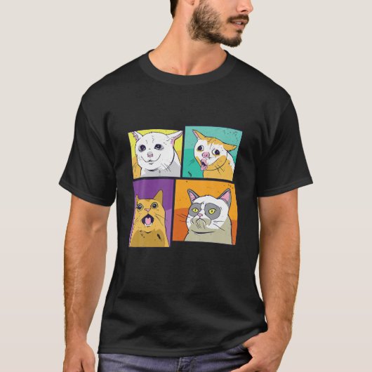 猫おもしろい顔 Tシャツ (正面)