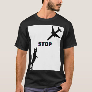 猫おもしろい飛行機パイロット夫ユーモアメンズブラック Tシャツ
