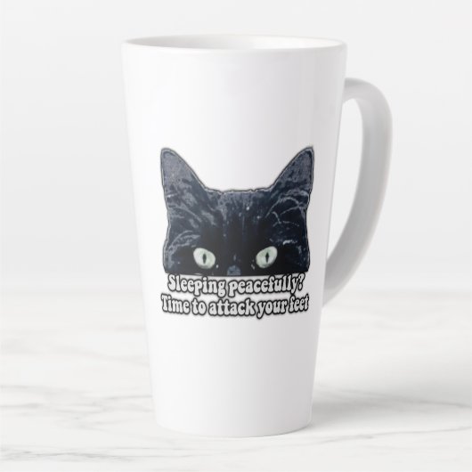 猫おもしろい飼いのための不機嫌な猫ミーム&猫好き カフェラテマグ (右アングル)