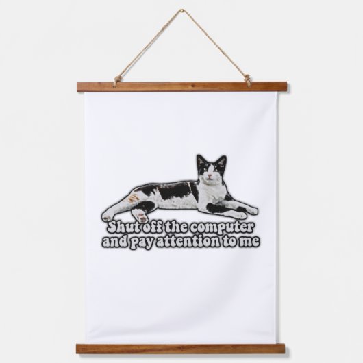 猫おもしろい飼いミームと猫好き 吊り下げ型タペストリー (正面)