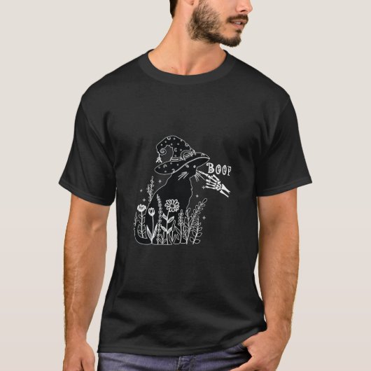 猫おもしろい骨格手ブックハロウィンカスタム Tシャツ (正面)