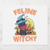 猫おもしろい魔女不気味ハロウィーン猫 ビールラベル (シングルラベル)