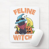猫おもしろい魔女不気味ハロウィーン猫 マウスパッド (マウス)