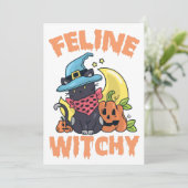 猫おもしろい魔女不気味ハロウィーン猫 招待状 (スタンド正面)
