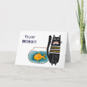 猫おもしろい魚誕生日カード カード (正面)