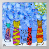 猫おもしろい魚釣りポスター ポスター (正面)