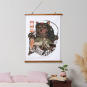 猫おもしろい魚釣り日本の 吊り下げ型タペストリー (寝室)