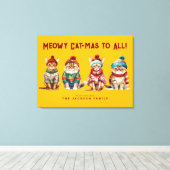 猫おもしろい黄色メリーのクリスマス挨拶 キャンバスプリント (インサイチュ (ウッドフロア))