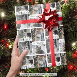 猫おもしろい4写真MEOWY CHRISTMAS パーソナライズされた ラッピングペーパー