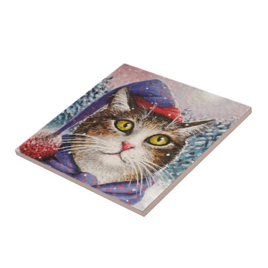 猫おもしろい631冬雪 タイル (側面)