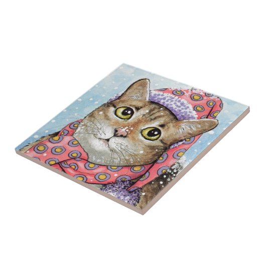 猫おもしろい642冬の雪 タイル (側面)