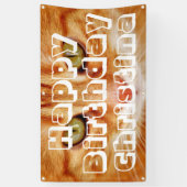 「猫おもしろい」オレンジキャットハッピーバースデーバナー 横断幕 (縦)