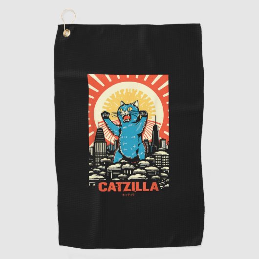 猫おもしろい ゴルフタオル (正面)