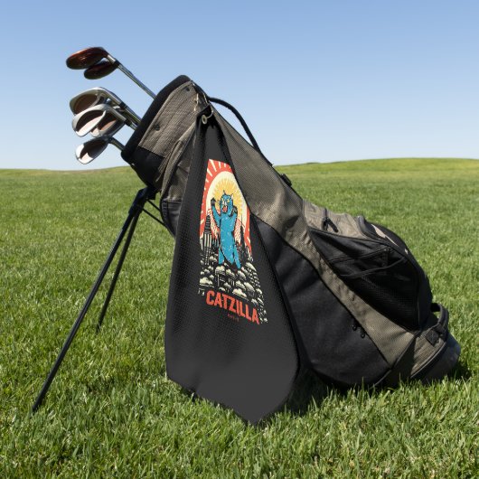 猫おもしろい ゴルフタオル (グリーン)